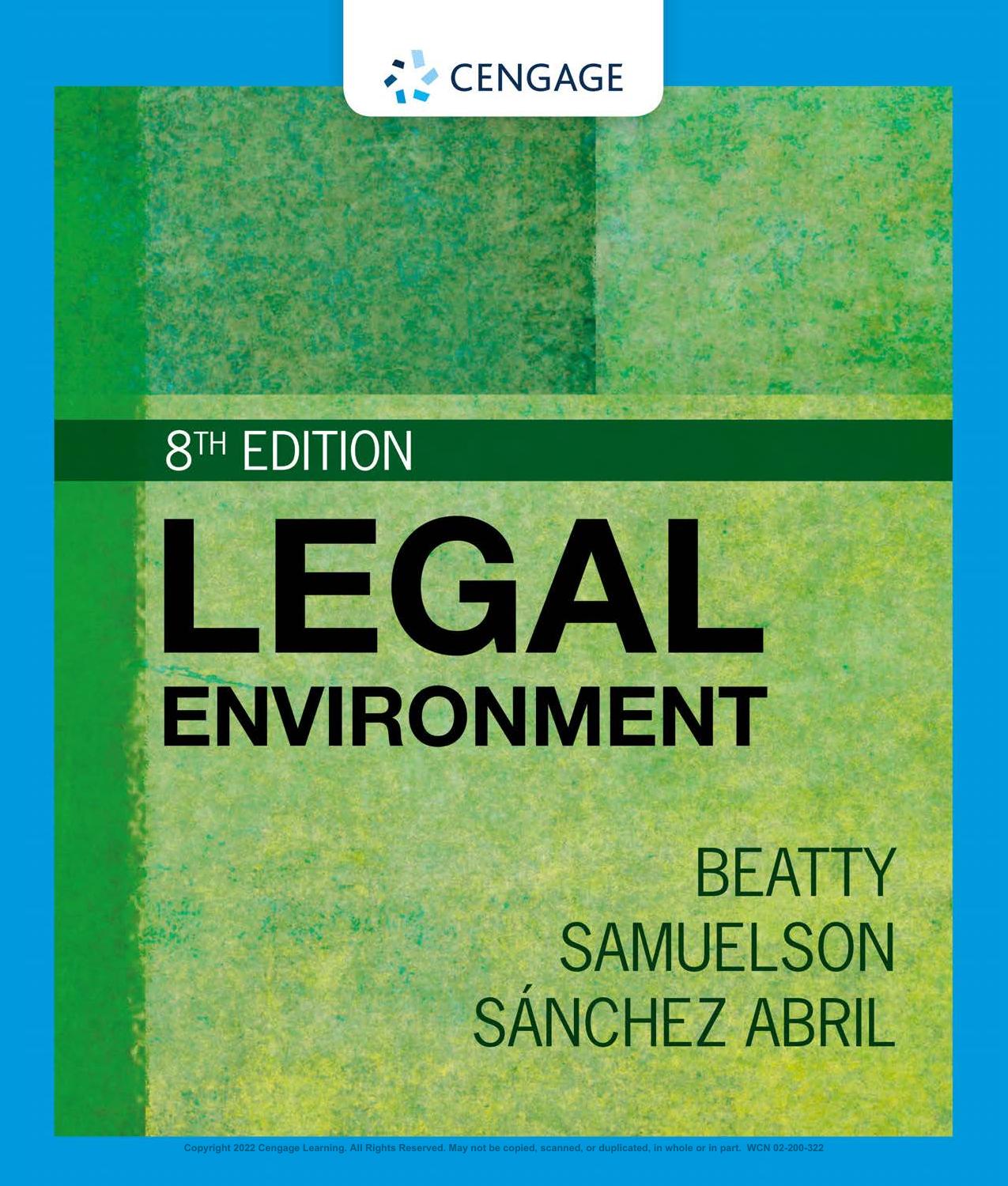 (eBook PDF)Legal Environment 8th Edition by Jeffrey F. Beatty,Susan S. Samuelson,Patricia Abril