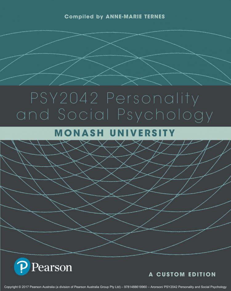 (eBook PDF)Personality and Social Psychology PSY2042 (Custom Edition) by Aronson
