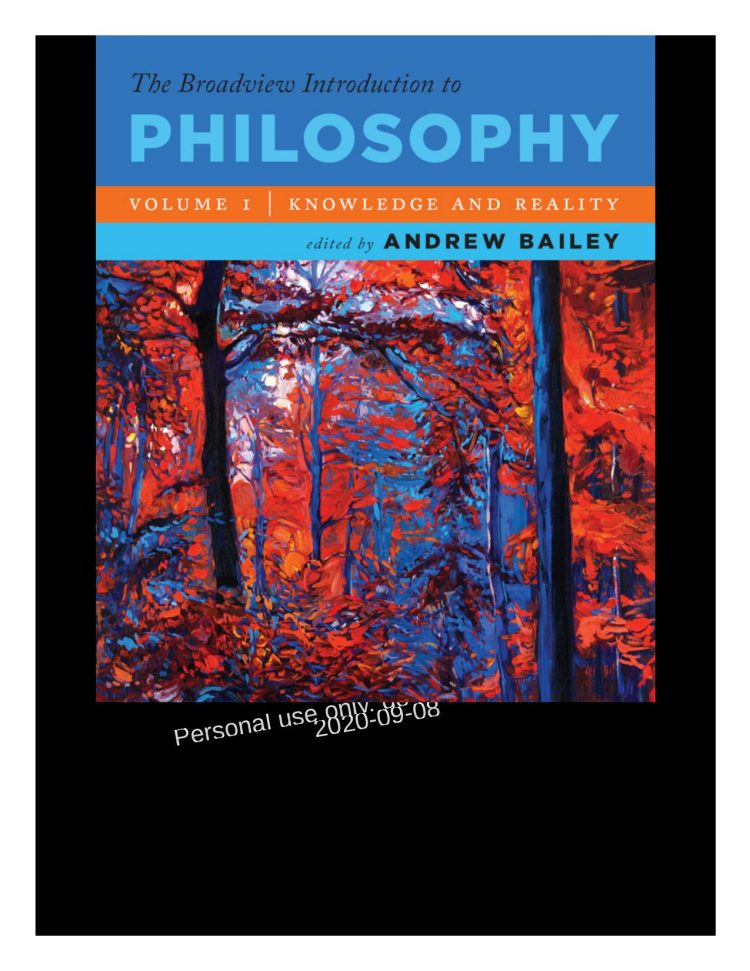 (eBook PDF)The Broadview Introduction to Philosophy Volume I: Knowledge and Reality by Andrew Bailey